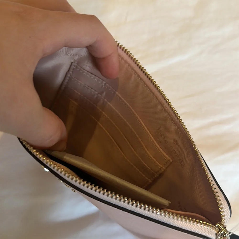 kate spade blush pink zip wristlet clutch